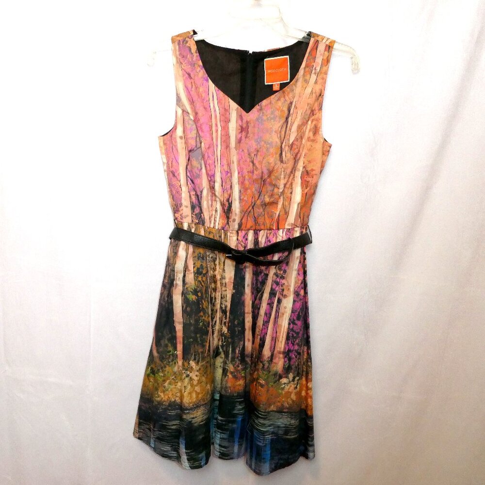 Modcloth Fit and Flare Aspen/Birch Tree Print Dress with Pockets